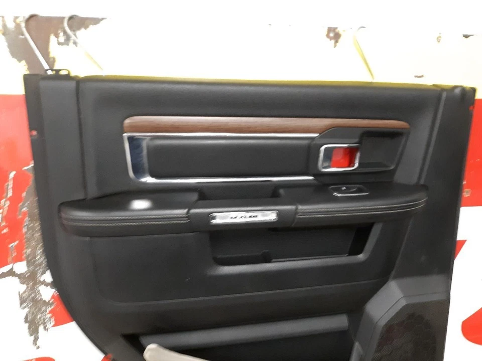 13 RAM 3500 LEFT DRIVERS Door Trim Panel Rear LARAMIE BLACK - Image 4 of 4