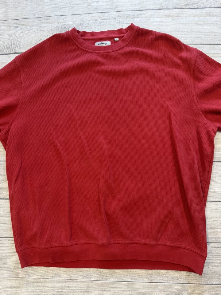 Callaway Golf Sweater Mens Large Red Crewneck Pullover 100% Cotton Casual Soft - Image 3 of 4