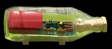 Vintage Homemade John Deere "In a Bottle" Tractor, Barn, Cows
