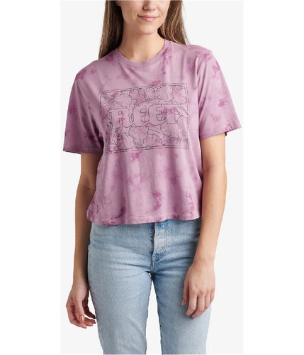 Reef Womens Shimmer Crop Graphic T-Shirt, Purple, Medium