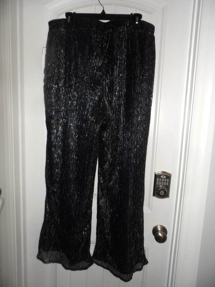 Great JM Studio size XL silver black wide leg pull on pants women NWT - Image 4 of 4