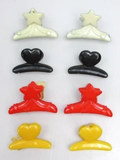80s Plastic Hair Clips Claw Barrettes Shooting Stars & Hearts Vintage W Tags