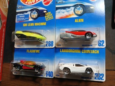 Hot Wheels Lean Machine Flash Fire Countach Alien Cars Lot Of 4