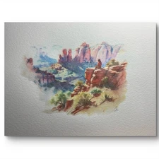 Original 8x10 Landscape Sedona Arizona   Watercolor Painting  On Heavy Paper