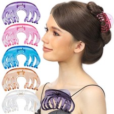 RC ROCHE 6 Pcs Claw Hair Clips for Women Strong Hold, Medium Transparent