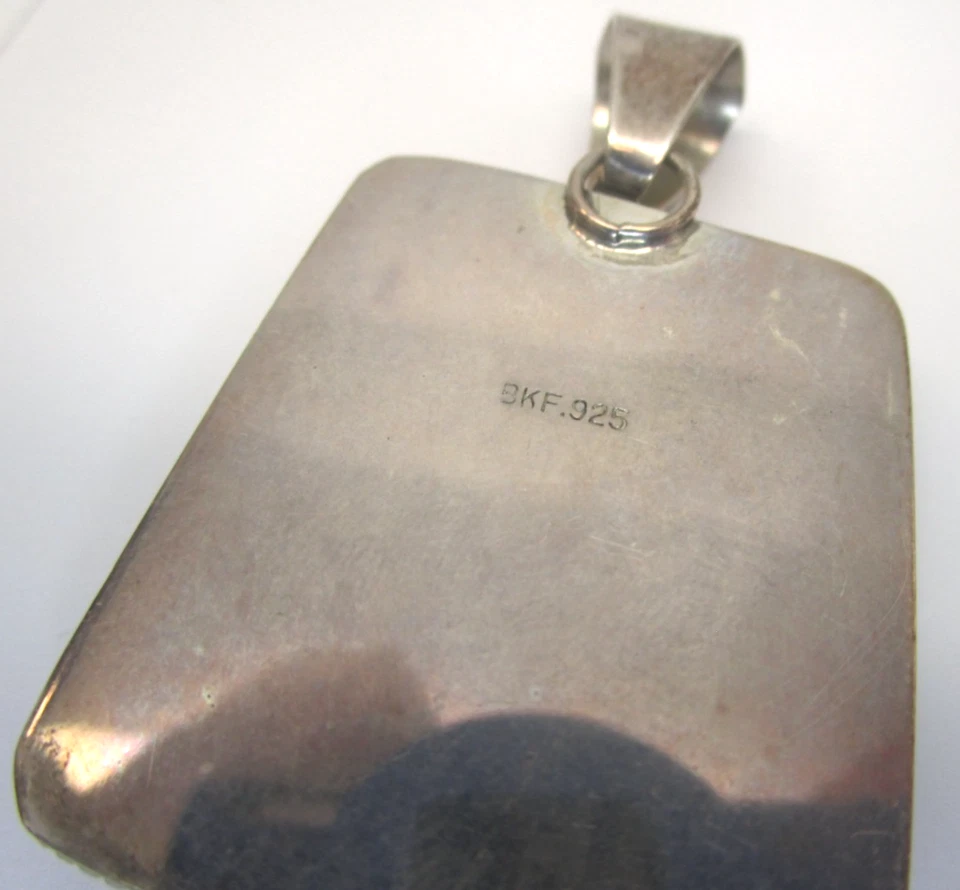 Colgante Navajo BSF Burt Francisco ágata grande de plata de ley vintage Foto 3 de 4