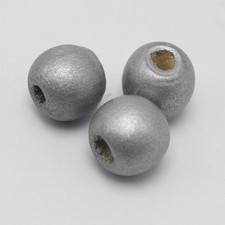 50 Silver Round Wood Beads 16mm Large Wooden Beads Jewelry Craft DIY