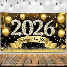 KatchOn, XtraLarge Happy New Year Banner 2026 - 72x44 Inch | Gold 
