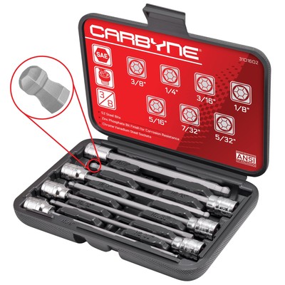 SAE Ball End Extra Long Hex (Allen) Bit Socket Set - 7 Pieces, (1/8 inch to 3...