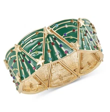 Holiday Lane Gold-Tone Holiday Christmas Tree Stretch Bracelet Nickel-Free