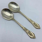 Wallace Rose Point Sterling Silver Cream Soup Spoons 2 Piece Set