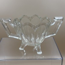 VINTAGE Indiana Glass Clear Footed Open Sugar Bowl Colonial With Handles