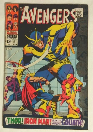 Avengers #51 1968 Vintage Marvel Comic Hawkeye Thor Iron Man Wasp Goliath