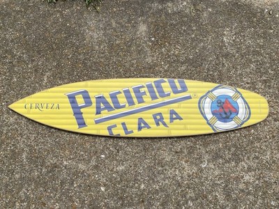 Pacifico Clara Beer Surfboard Sign One Sidded Pressed Wood Indoor Use Only