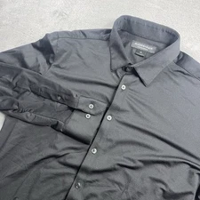 Mizzen+Main Shirt Mens Large Black Trim Fit Stretch Performance Made in USA EUC