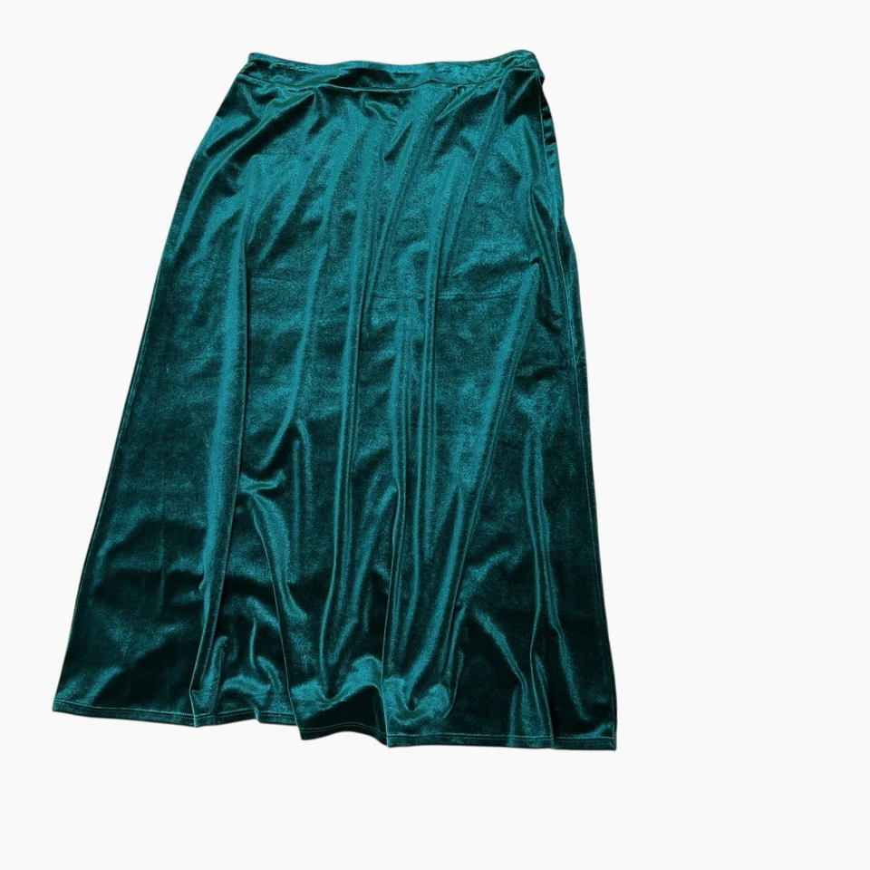 Falda Judith Hart Midi Talla Grande Poliéster Terciopelo Pull On Verde Azulado Suave Fluido Foto 2 de 4