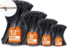 Zip Ties Assorted Sizes 4  6  8  12  , 400 Pack, Black Cable Ties, UV Resistant