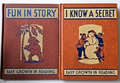 Two Vintage ''Easy Growth in Reading'' Series School Books, 1940, Hardcover