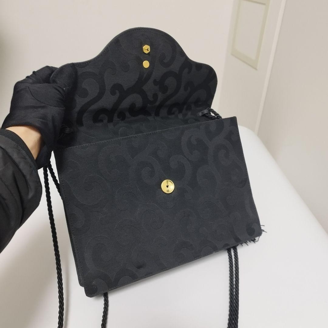 YVES SAINT LAURENT Nylon Leather Shoulder Bag Black Arabesque Fringe Classic thumbnail 9