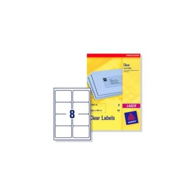 L7565-25 Avery Transparent Adressage Étiquettes Laser 8 pour Feuille 99.1x67.7mm - Photo 1/2