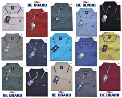 HERREN POLOSHIRT M L XL XXL 3XL SHIRT BAUMWOLLE PIQUET KURZARM 15 FARBEN BE BOARD 