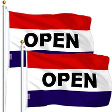 NEW G128 Open Sign Flag 2-Pack 3x5 FT, Commercial Business, Printed Polyester