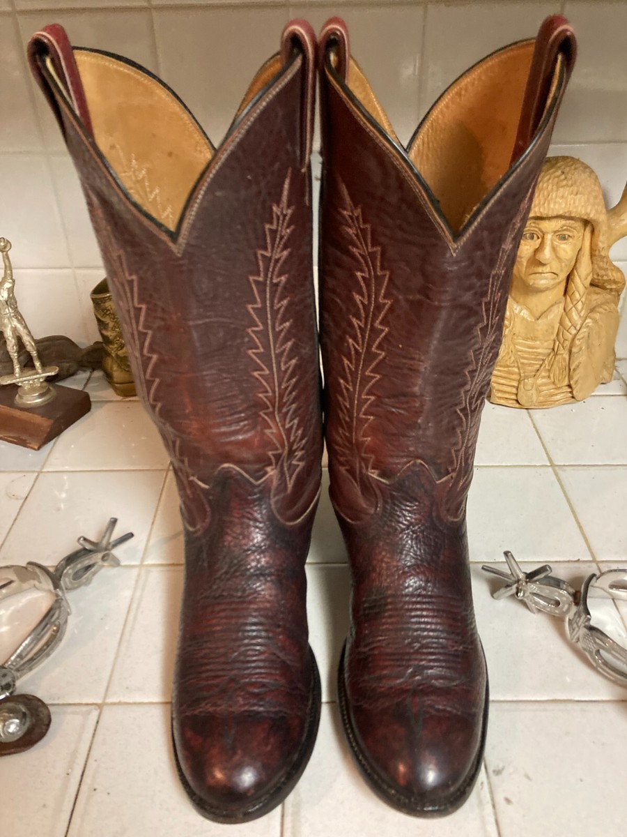 Men\'s Tony Lama Ostrich Boots, Size 10 1/2 D. Burgandy Tony Lama Men main image 2