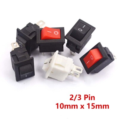 10x15mm Kleiner Wippschalter Kippschalter rechteckig ON-OFF SPST 2/3 Pin 250V