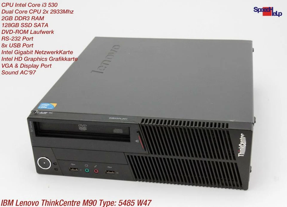 IBM LENOVO THINKCENTRE M90 TYPE: 5485 W47 Computer PC RS232 Windows XP 128GB SSD - Image 2 of 4