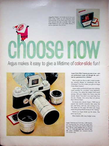 1957 Argus Camera C-44 & Lens 2-Page Print Ad Santa Claus Great Christmas Gift - Picture 2 of 3