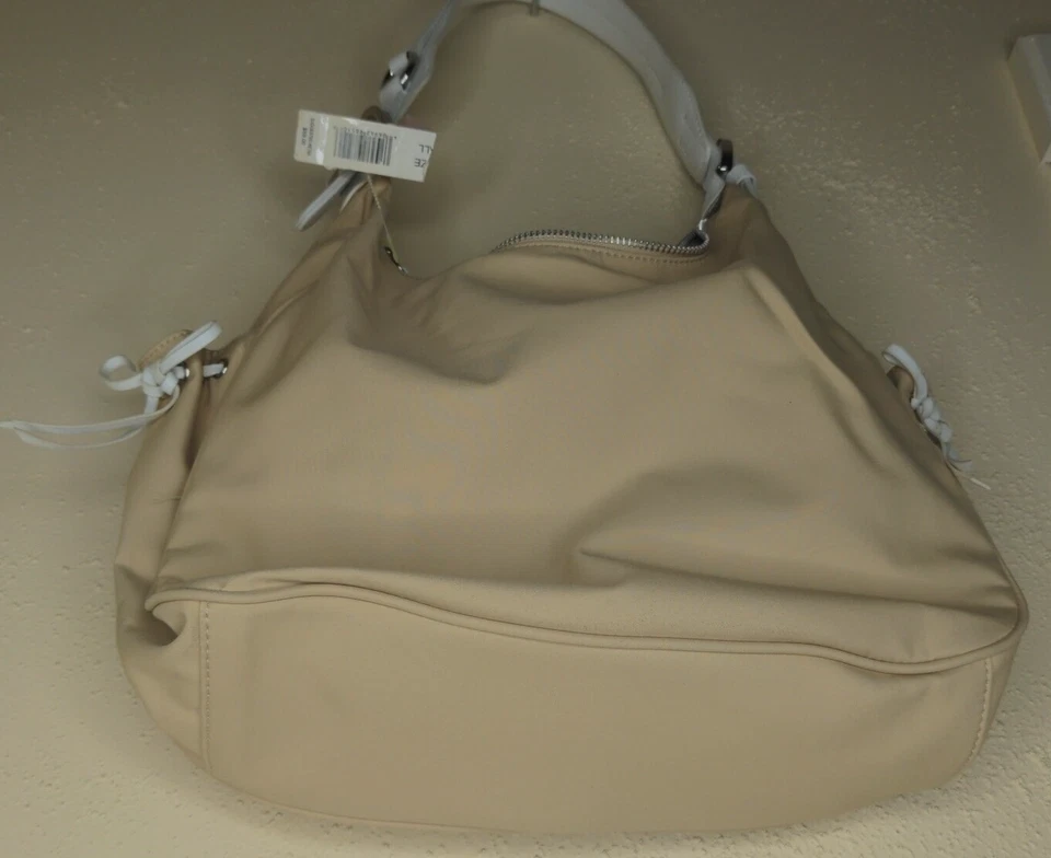 Nuevo de Lote Antiguo Gianni Bini Beige Blanco Lazo Bolsillos Bolso de Hombro Cartera Bolso Foto 4 de 4