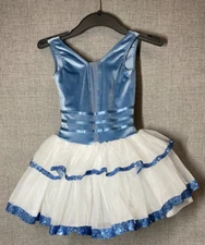 Revolution Dancewear Kids Girls Size MC Dance Costume Blue and White EUC