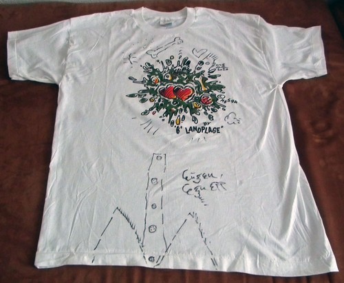 Eugen Egner + RME Streuf Autogramme auf Landplage T-Shirt + CD signiert!