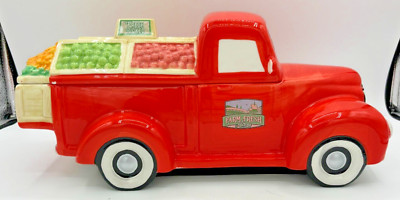 Cheryl's Cookies Collectible Cookie Jar Ceramic Orange Truck Farm Fresh Produce