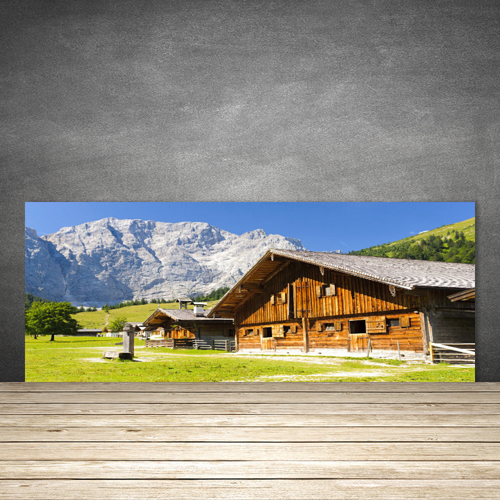 Crédence de cuisine en verre 125x50 cm motif paysage de montagnes