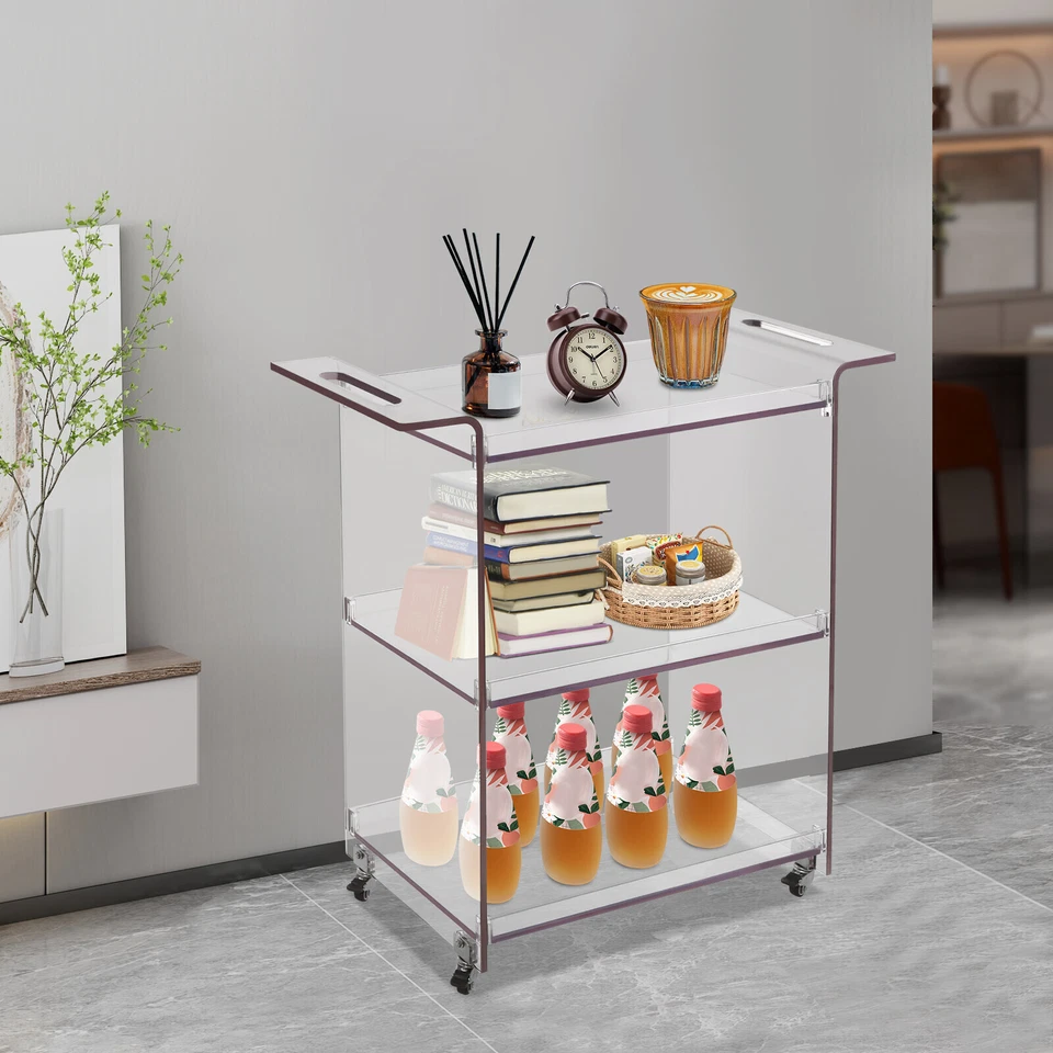 Gourmet Kitchen Cart with Wheels 3 Tiers Mobile PC Cart Rolling Serving Cart - Image 4 of 4