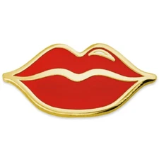 PinMart's Red and Gold Lips Kissing Cute Trendy Enamel Lapel Pin