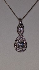 LAST 1” Kay Jewelers Sterling Silver 2 Lab Created White Sapphire Weave Necklace