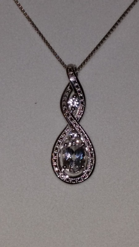 LAST 1” Kay Jewelers Sterling Silver 2 Lab Created White Sapphire Weave Necklace