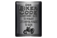 Blechschild Motorrad 30X40 Cm Biker Code Never Forget Ride Deko Schild
