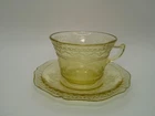 Federal Patrician Amber Yellow Depression Glass Cup and Saucer Set