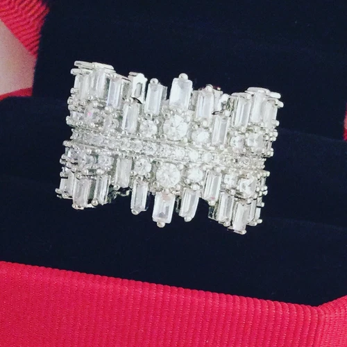 Vintage Jewellery Gold Band Ring White Diamonds Antique Deco Jewelry size 7