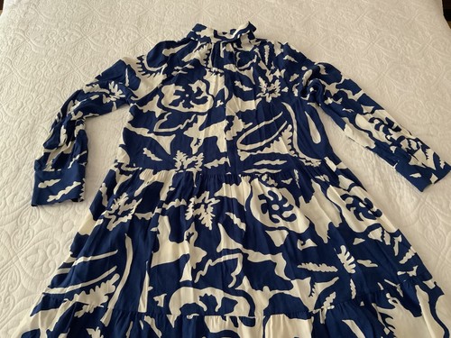 Vestido camisero de viscosa para damas H&M, talla M, azul/floral, nuevo sin etiquetas - Imagen 8 de 22