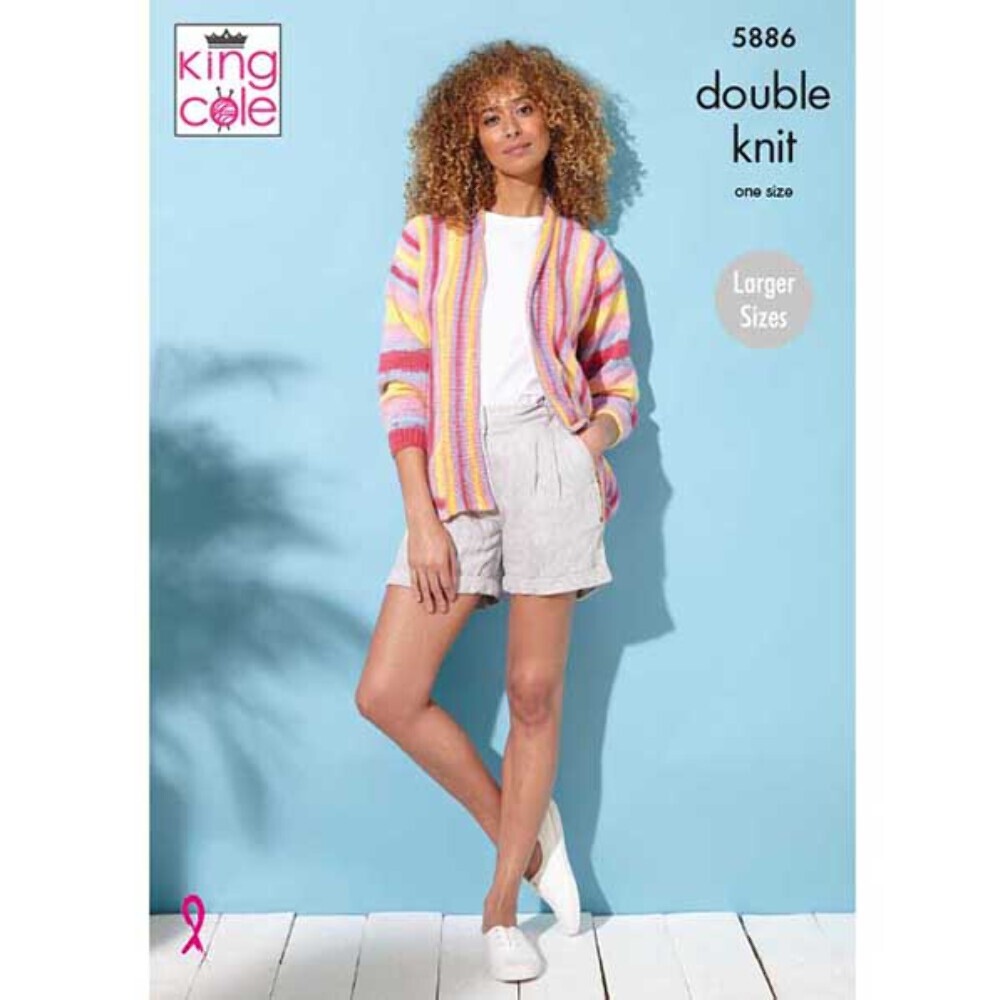 King Cole DK Knitting Pattern Wrap and Jacket 5886 - Image 3