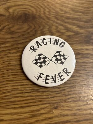 Racing Fever Pin Button 2-1/2'' 1970s