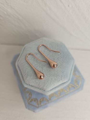 9ct Rose Gold Teardrop Dangly Threader Drop Earrings 2.6cm - Picture 5 of 24