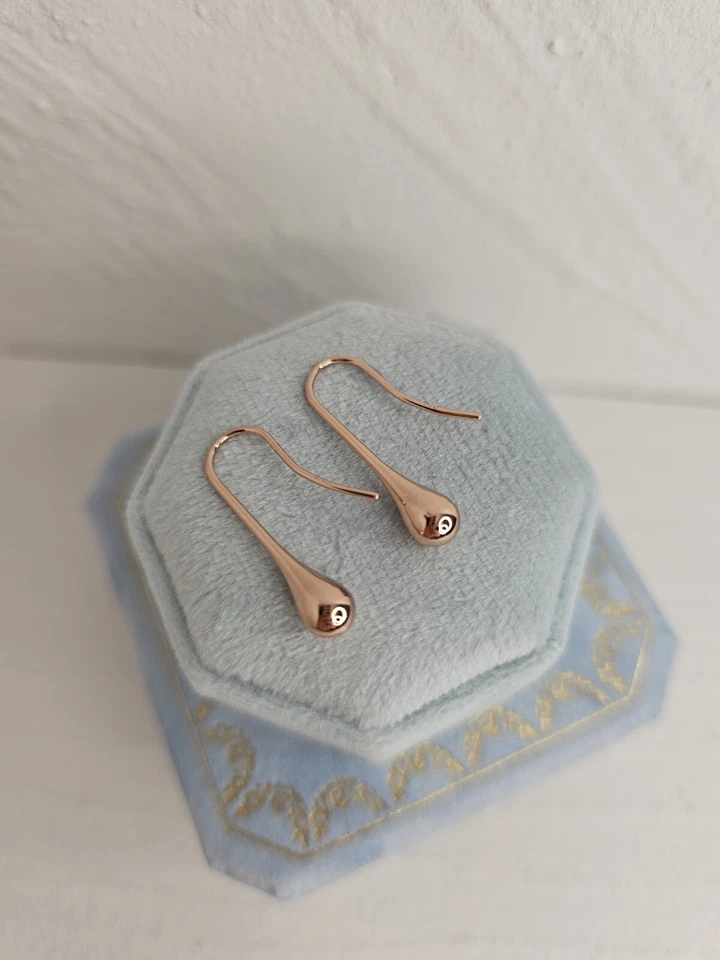 9ct Rose Gold Teardrop Dangly Threader Drop Earrings 2.6cm - Image 3 of 4