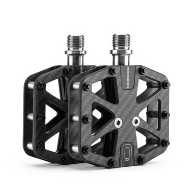 ROCKBROS 1 paar Fahrradpedale Kohlefaser Pedale Rutschfestes Flatpedale Schwarz