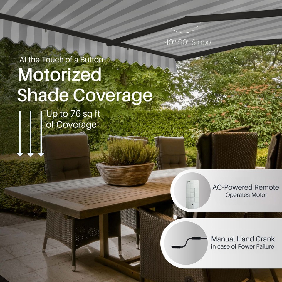 ALEKO Motorized Retractable Home Patio Canopy Awning 10'x8' Grey/White ...