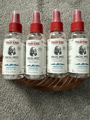 Thayers Facial Mist Alcohol-Free Unscented Witch Hazel + Aloe Vera Lot of 4